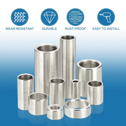 304 Stainless Steel Round Spacers Pack Of 10 Bore Five Sixteenths Inch OD Three Eighths Inch Length Five Sixteenths Inch Unthreaded Screw Standoffs For Five Sixteenths Inch ID Screws Bolts And Rods displayed