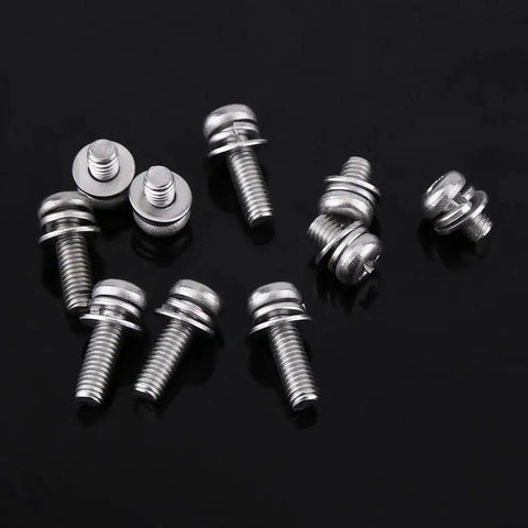 Close-up of 304 Grade Stainless Steel Screw And Nut Kit With 160 Pieces M2 M2.5 M3 M4 M5 Assortment on black background