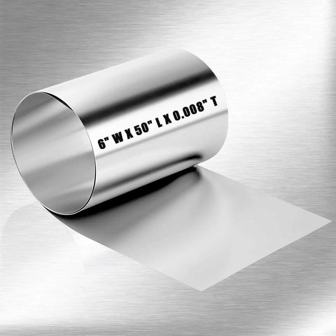 304 Stainless Steel Shim Stock Roll 50 Inch Long 6 Inch Wide 0.008 Inch Thick Full Hard Temper For Crafts And Electronics