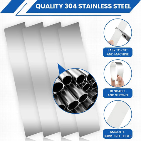 Shim Stock Assortment Kit MILYARD, 20 Pcs 304 Stainless Steel Shims, 1 In W X 6 In L, durability and easy machinability features