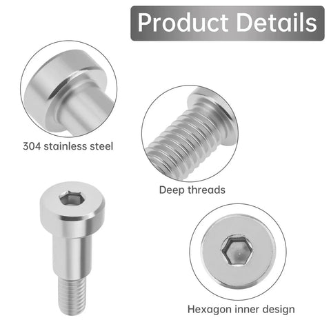 20 Pack Shoulder Bolts M6 1.0 x 12mm Thread 8mm Diameter 12mm Length Socket Cap, 304 Stainless Steel Details