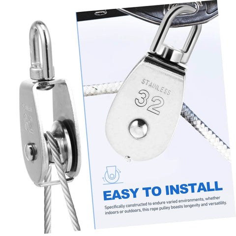 304 Stainless Steel Single Block Pulley 3 Pack Heavy Duty Swivel Pulley for Lifting Rope Pulling and DIY Projects