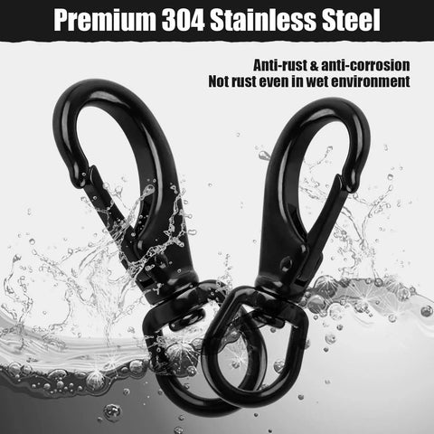 Stainless Steel Swivel Eye Snap Hook 2.7 Inch Heavy Duty Clips 5 Pack in water highlight anti-corrosion feature