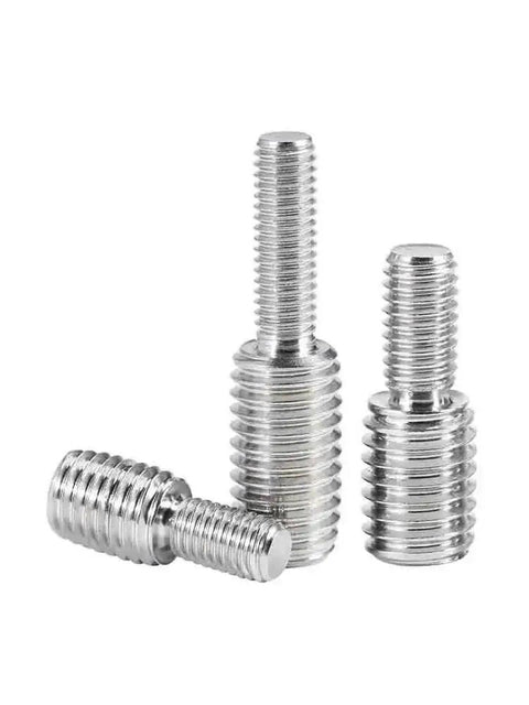 304 Stainless Steel Double Head Male to Male Thread Adapter M3 to M20, close-up view, showing thread detail and metallic finish.