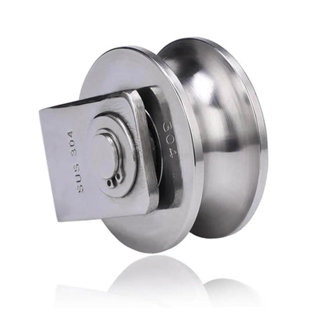 Pulley,Pulley Wheel, 2pcs Heavy Duty Track Pulley,304 Stainless Steel Translation Directional Roller,side view of 25mm