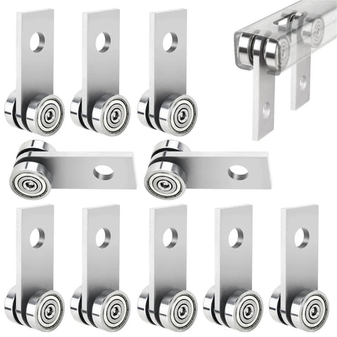 10 pack of 304 Stainless Steel 2 Wheel Trolley Assembly Rollers with Dual Bearings for 1-5/8 Inch Strut Channel