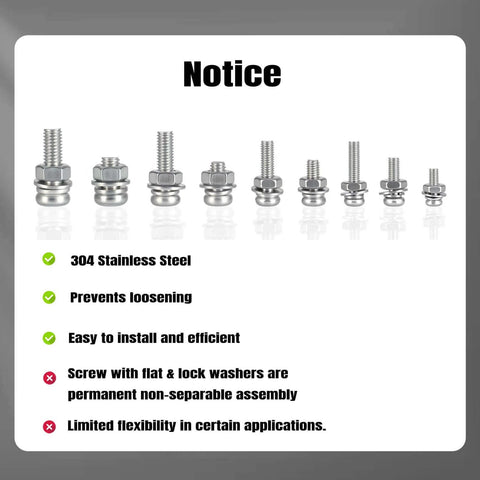 500 Pcs Stainless Steel Nut and Bolt Assortment Kit with M2 M2.5 M3 M4 M5 Metric Machine Screws showing various screw types and features.