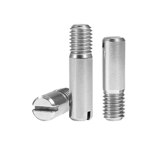 304 Stainless Steel Male To Female Threaded Locating Pins 5 To 50mm M2 To M10, close-up view showing pin threads and slotted head