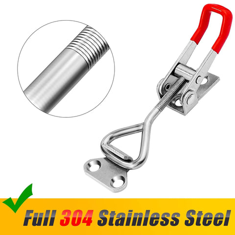 Durable 304 stainless steel toggle latch clamps offer secure, quick-release operation with a 330 lb holding capacity