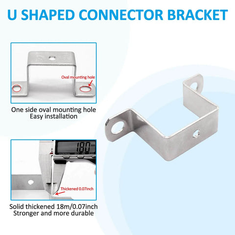 Durable 304 stainless steel U shaped connector brackets deliver strong rust resistant mounting for strut channels, featuring a perforated square design with three holes for versatile automotive and industrial fittings.