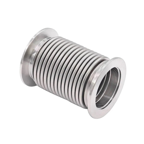 304 Stainless Steel Flexible Vacuum Bellows Hose For KF16 To KF80 Flanges, Ultra Bendable and Durable, shown in coiled form