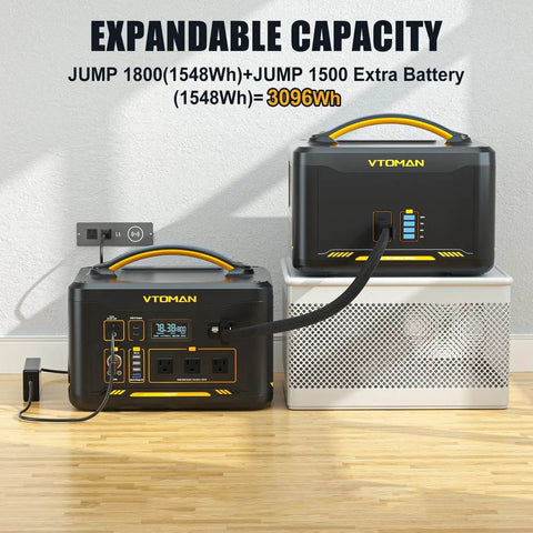 Beast 3096Wh Solar Generator with 200W Panel and Extra Battery LiFePO4 Portable Power Station shown with connected batteries