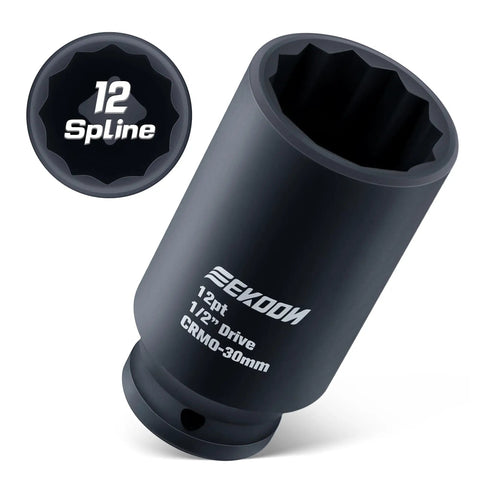 30Mm 12 Point Axle Nut Socket For One Half Inch Drive CrMo Steel Deep Well Hub Release Tool Spindle Nut Socket For Removing Axle Shaft Nuts Universal Fit For Front And Rear Wheel Drive Vehicles Compatible With Impact Wrench
