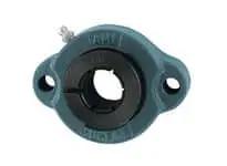 Front view of 30mm Wide Accu-Loc 2-Bolt Flange Mount UETFT206, Single sealed ball bearing with cast iron housing, M8 bolt