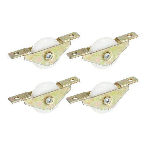 30mm Nylon Sliding Door Pulley Wheel Set 4 Pcs Furniture Roller With 5mm Hole Spacing For Screen Doors Wardrobe Cupboard Closet Quiet Wear Resistant Nylon Wheel With Chrome Steel Shell Yellow
