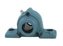 Front view of 30mm Pillow Block Pair CUCP206C Cast Iron Housing with Open Covers, Sealed Ball Bearing Insert, Standard Duty Mounts.