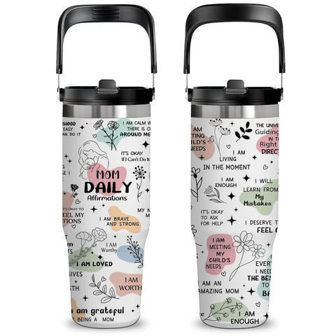 30 Oz Mom Tumbler With Handle Stainless Steel Insulated Travel Cup With Straw Gift From Daughter For Mom Mothers Day Birthday And Christmas