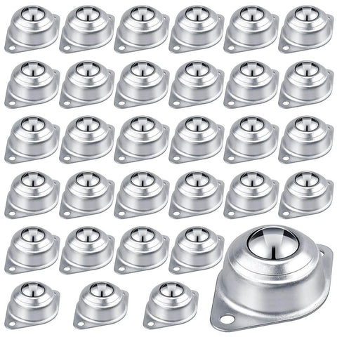 30 Pcs 1/2 Inch Roller Ball Transfer Bearings Carbon Steel Ball Casters Screw Mounted Units for conveyors and furniture trolleys