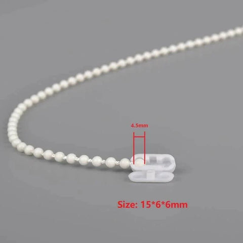 Close-up of Ball Chain Connectors for 4.5 mm Blind Chains, 30 Pcs Replacement Parts for Window Blinds, showing connector size.