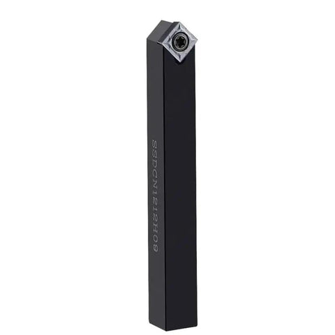 External Turning Tool Holder With 10 Pcs SCMT Carbide Inserts For CNC Lathe Cutting in black aluminum, side view