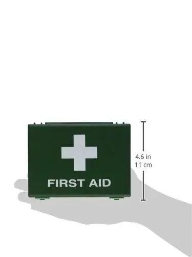 Compact Homeopathic Accident and Emergency First Aid Kit shown in hand for scale with 11 cm height