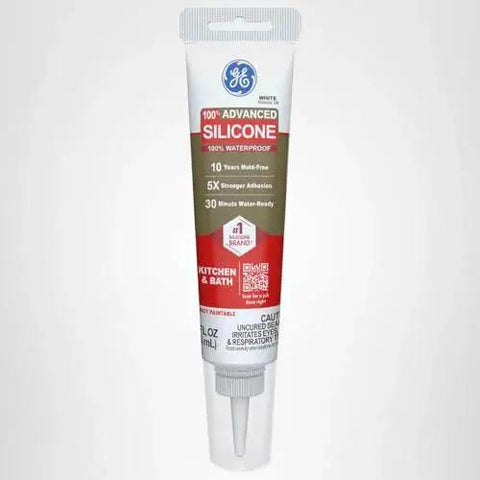 Front view of Advanced Silicone Caulk For Kitchen And Bathroom White 2.8 Fl Oz Tube 1 Pack 100 Percent Waterproof Sealant