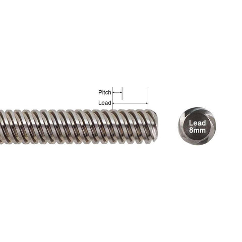 Close-up of the 310mm Tr8x8 lead screw from the Nema 17 integrated linear actuator for RepRap Prusa i3 3D printers Z-axis CNC.