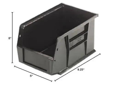 Heavy Duty Part Organizer Bins 12 Pack Eco Friendly Recycled Plastic Storage Boxes For Tools Stack And Hang Durable Black 9.25 x 6 x 5 in