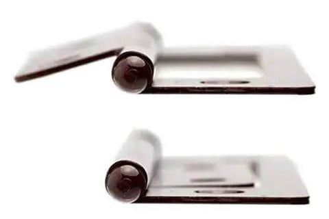 Close-up of 2.5-Inch Lightweight Iron Flash Hinge With Wood Screws For Quick Hanging, Universal Handed Design, showing hinge side view.