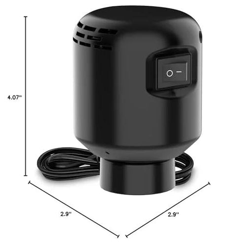 Electric vacuum pump for storage bags, black, 55W, 5000PA, portable travel pump with on/off switch.