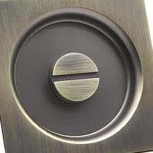 Privacy Pocket Door Lock And Pull In Stainless Steel 304 With Antique Brass Finish Emergency Unlock Feature front view