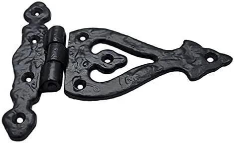 Alleluia Antique Cast Iron T Hinges Heavy Duty 5.3 Inch 2 Pack Matte Black Finish for Barn Doors Gates Cabinets