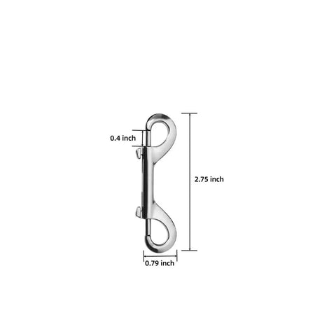 Side view of Double Ended Snaps 2.75 Inch Zinc Alloy Carabiner Hooks For Pet Leash Key Holder showing dimensions.