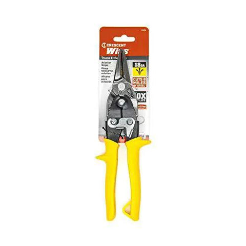 9-3/4 Inch MetalMaster Compound Action Snips For Straight Left And Right Cuts With Yellow Ergonomic Handles, packaged view