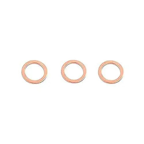 Three copper washer sealing rings M10 10mm inner diameter, 16mm outer diameter, 1.5mm thickness for hydraulic fittings and plumbing.