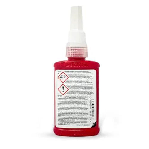 603 High Strength Threadlocker Retaining Compound For Bearings 50ml bottle, back label visible, ultra high oil tolerance adhesive
