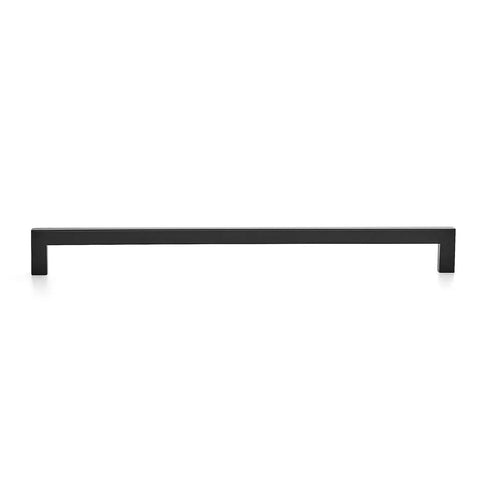 12.6 Inch Square Cabinet Handles Matte Black Pulls For Kitchen Cupboards And Drawers 1 Pack Center To Center 12.6 Inches Front View