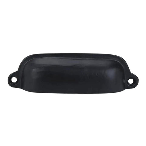Cast Iron Bin Pulls Set Of 10 3.5 Inch Drawer Pulls Vintage Black Cabinet Handles in rustic antique finish, front view