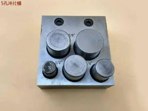Disc Cutter 5 Hole Punch Set For Jewelry Making Pro Grade Metal Circle Cutter, front view of metal tool
