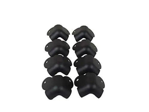 2-Leg Amp and Cabinet Corner Brackets in Textured Black Powder Coat, 18 Gauge Steel, Set of 8 with 0.18 inch diameter holes