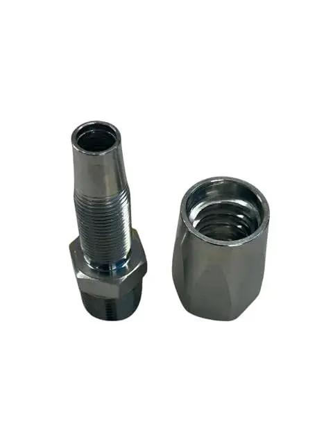 Reusable Half Inch Hydraulic Fitting For R2 And R16 Hoses With Half Inch Male NPT Thread Heavy Duty Steel Field Repair Coupler