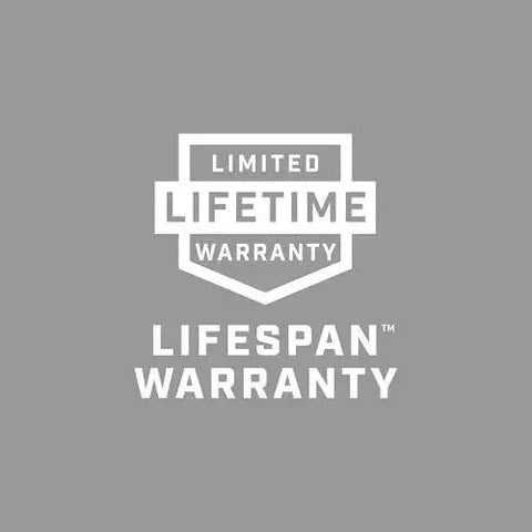 Limited lifetime warranty symbol for lifespan warranty displayed on a gray background, emphasizing durability and assurance.
