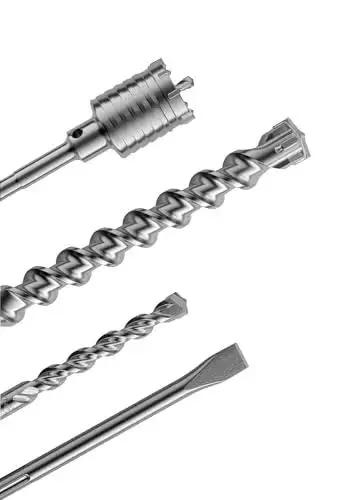 Various drill bits including Fixed-Depth Drill Bit MDPL037DIA for Quarter-Inch Drop-In Anchors, showing metal construction