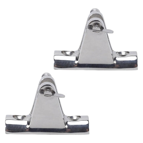 Two stainless steel Bimini top deck hinges with lock pins, 316 marine grade for boats