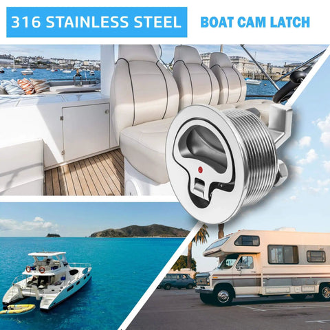 Non Locking Flush Mount Boat Cam Latch Fits Two And A Half Inch Hole Surface Mount 316 Stainless Steel Marine Hatch Lock For Doors And Panels Corrosion Resistant Easy Install
