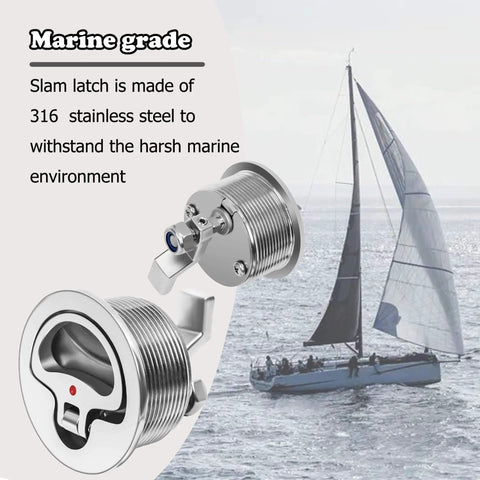 316 Stainless Steel Boat Cam Latch Non Locking Marine Grade O Handle Fits Two And One Half Inch Hole Mount Latch Durable Weatherproof Hardware For Boats And Seacraft, showing stainless steel material and O handle feature
