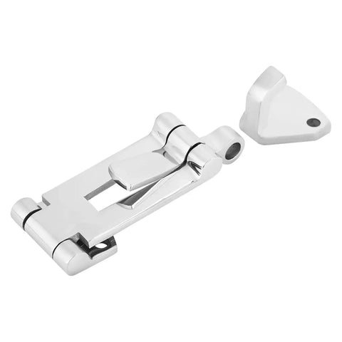 OPPWONG 316 stainless steel boat hatch latch with anti-rattle clamp, 120mm, high-polish finish, with mounting cap