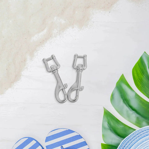 Two 100mm stainless steel scuba diving trigger snap hooks with bolt-snap carabiners