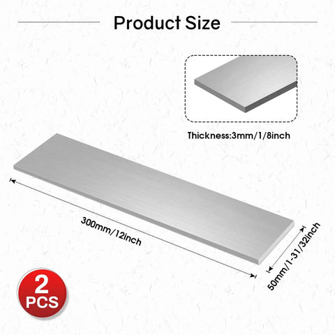 Two 316 Stainless Steel Flat Bar Pieces, 1/8 Inch Thick, 1-31/32 Inch Wide, 12 Inch Long, Durable Kitchen And DIY Craft