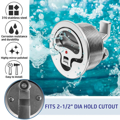 Non Locking Flush Mount Boat Cam Latch Fits Two And A Half Inch Hole Surface Mount 316 Stainless Steel Marine Hatch Lock